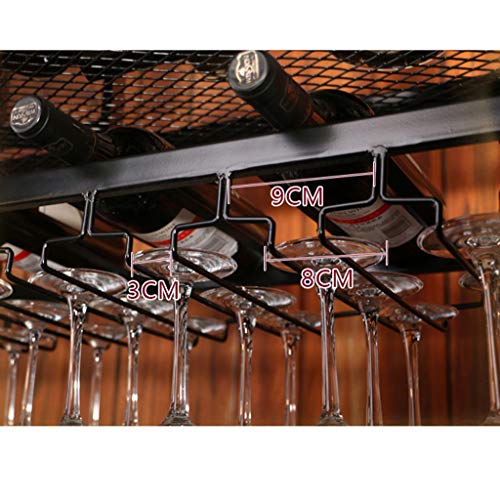 Estante del vino Racks para vinos - Rack colgante europeo para bar, Enfriador de vino con barra de altura ajustable de hierro forjado negro / bronce, Se pueden colgar varias copas de vino [4 tamaños d