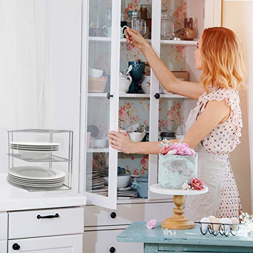 Estante para platos, soporte platos para almacenamiento en armarios de cocina | Organizador platos estante cocina de 25x25x19cm, plateado Estante para platos, soporte platos para almacenamiento en armarios de cocina | Organizador platos estante cocina de 25x25x19cm, plateado