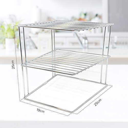 Estante para platos, soporte platos para almacenamiento en armarios de cocina | Organizador platos estante cocina de 25x25x19cm, plateado