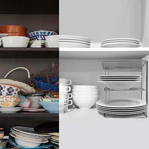 Estante para platos, soporte platos para almacenamiento en armarios de cocina | Organizador platos estante cocina de 25x25x19cm, plateado Estante para platos, soporte platos para almacenamiento en armarios de cocina | Organizador platos estante cocina de 25x25x19cm, plateado