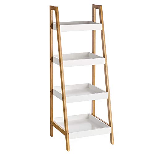 Estantería de 4 baldas nórdica blanca de bambú para cuarto de baño Basic - Lola Derek Estantería de 4 baldas nórdica blanca de bambú para cuarto de baño Basic - Lola Derek