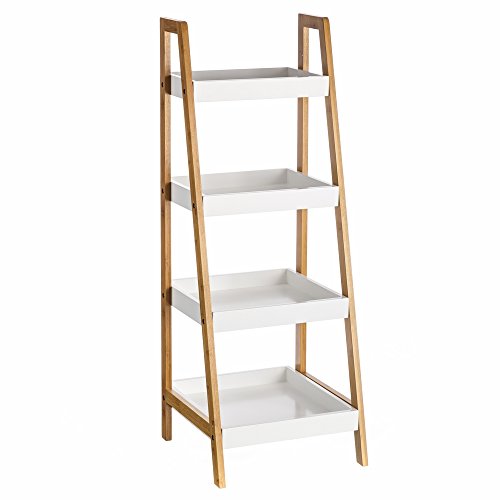 Estantería de 4 baldas nórdica blanca de bambú para cuarto de baño Basic - Lola Derek Estantería de 4 baldas nórdica blanca de bambú para cuarto de baño Basic - Lola Derek