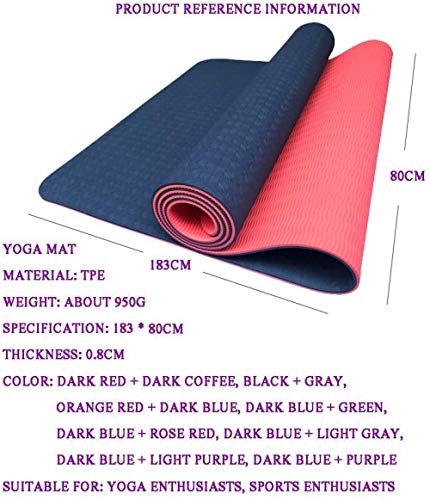 Estera de Yoga y Pilates TPE de 80 cm de Doble Capa Ultra Ancha para Principiantes para Ejercicios en Tierra (Hatha Nidra Tradition Pilates Fitness Repair Prenatal)-Naranja Rojo + Azul Oscuro Upt