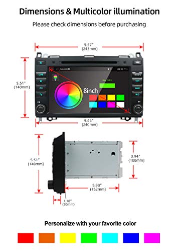 Estéreo de coche de doble dinar Android 9.0 compatible con la unidad principal de navegación GPS Benz B200 / Benz Viano / Sprinter / Freightliner / W906 | Cámara Canbus gratis | 8 pulgadas 2G + 32G