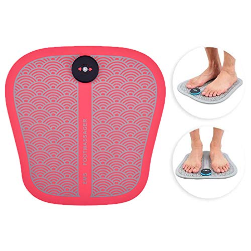 Esterilla de masaje para pies y piernas pesadas (rosa), electroestimulación muscular y circulación sanguínea.