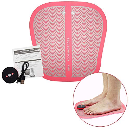 Esterilla de masaje para pies y piernas pesadas (rosa), electroestimulación muscular y circulación sanguínea.
