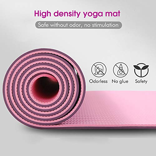 Esterilla de Yoga, 6mm Colchoneta de Yoga Antideslizante TPE, Doble Cara Impermeable Esterilla Fitness con Líneas de Alineación Corporal para Yoga, Pilates, Fitness, Ejercicio Aerobico 183*61*0.6cm