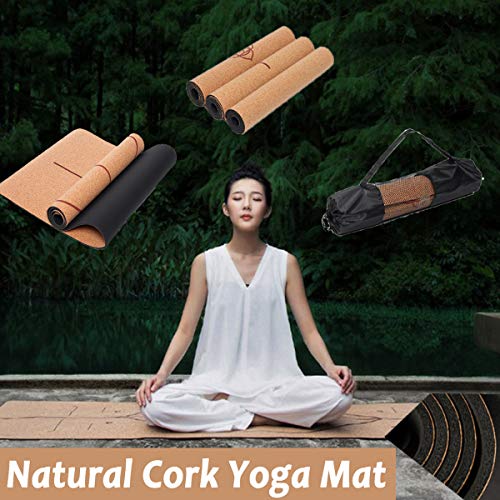 Esterilla de yoga de corcho natural, para relajarse en el gimnasio, entrenamiento, 5 mm de grosor, 3 patrones diferentes, cojín de fitness, Color puro.