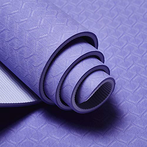 Esterilla Yoga, Colchoneta de Yoga, Tapete de Yoga, Estera de Yoga Ecológica Deportes y Ejercicios Esterilla de Pilates Colchonetas de Entrenamiento, 6mm TPE Yoga Mat con Cinta y Bolsa de Yoga