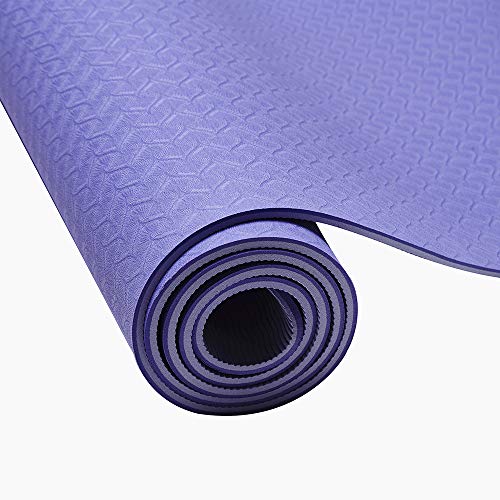 Esterilla Yoga, Colchoneta de Yoga, Tapete de Yoga, Estera de Yoga Ecológica Deportes y Ejercicios Esterilla de Pilates Colchonetas de Entrenamiento, 6mm TPE Yoga Mat con Cinta y Bolsa de Yoga