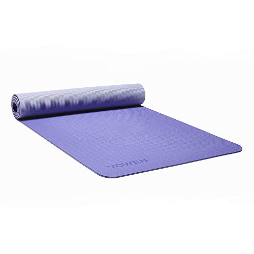 Esterilla Yoga, Colchoneta de Yoga, Tapete de Yoga, Estera de Yoga Ecológica Deportes y Ejercicios Esterilla de Pilates Colchonetas de Entrenamiento, 6mm TPE Yoga Mat con Cinta y Bolsa de Yoga