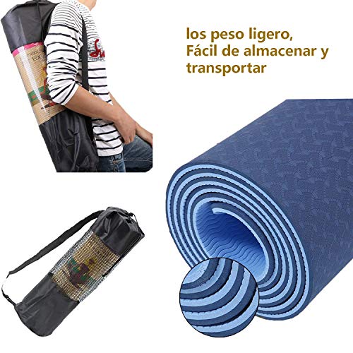 Esterilla Yoga Esterilla Pilates Antideslizante, 6mm Alfombrilla de Yoga con Línea Corporal, Ecológicos TPE Esterilla Deporte con Correa y Bolsa de Malla, Yoga Mat para Pilates Yoga Fitness 183x61cm