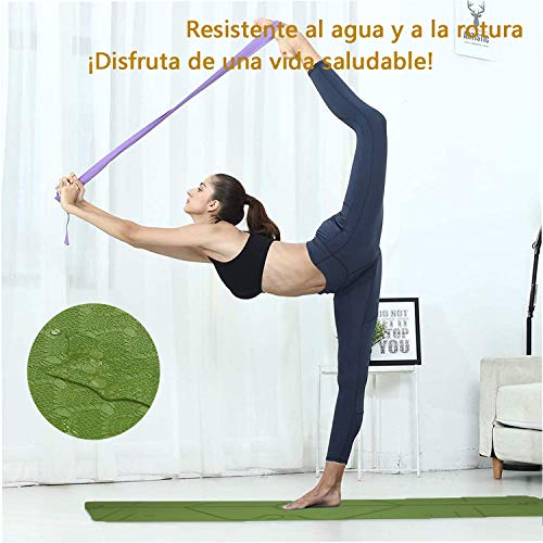 Esterilla Yoga Esterilla Pilates Antideslizante, 6mm Alfombrilla de Yoga con Línea Corporal, Ecológicos TPE Esterilla Deporte con Correa y Bolsa de Malla, Yoga Mat para Pilates Yoga Fitness 183x61cm