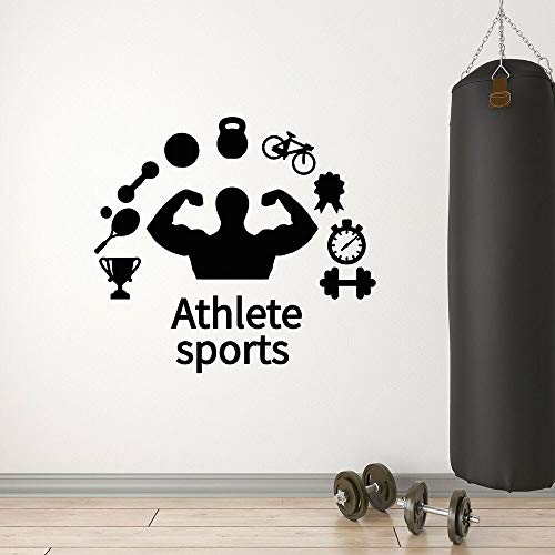 Estilo de vida saludable vinilo pared calcomanía Fitness atleta entrenamiento músculo mancuernas bicicleta arte puerta ventana pegatina sala de estar decoración del hogar