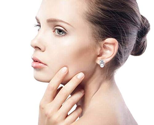 Estilo Victoriano Lazo Nupcial CZ Zirconio Cúbico Blanco Perla Simulado Bow Pendiente De Boton Para Mujer 925 Estilo Victoriano Lazo Nupcial CZ Zirconio Cúbico Blanco Perla Simulado Bow Pendiente De Boton Para Mujer 925