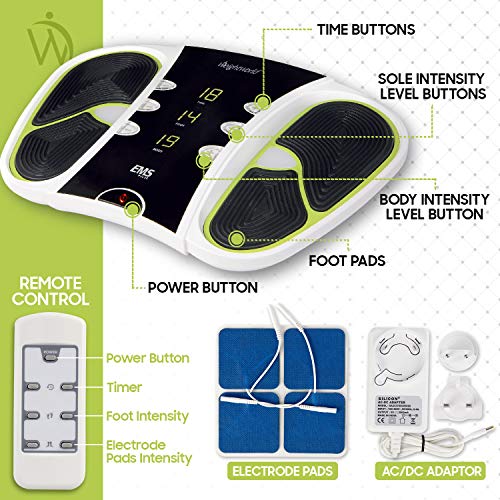 Estimulador Circulatorio Eléctrico - Mejora Circulación Piernas, Masajeador Impulsos Eléctricos, Alivia El Dolor, Electroestimulador Muscular Piernas y Cuerpo, Control Remoto 99 niveles intensidad Estimulador Circulatorio Eléctrico - Mejora Circulación Piernas, Masajeador Impulsos Eléctricos, Alivia El Dolor, Electroestimulador Muscular Piernas y Cuerpo, Control Remoto 99 niveles intensidad