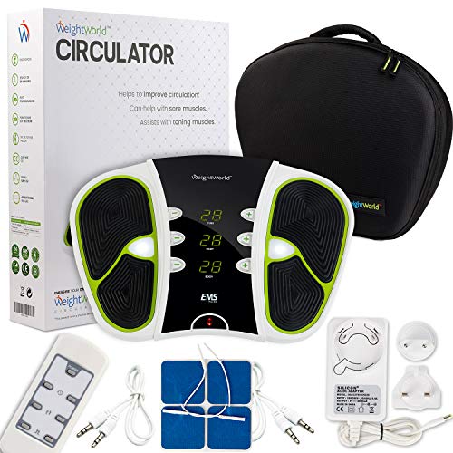 Estimulador Circulatorio Eléctrico - Mejora Circulación Piernas, Masajeador Impulsos Eléctricos, Alivia El Dolor, Electroestimulador Muscular Piernas y Cuerpo, Control Remoto 99 niveles intensidad