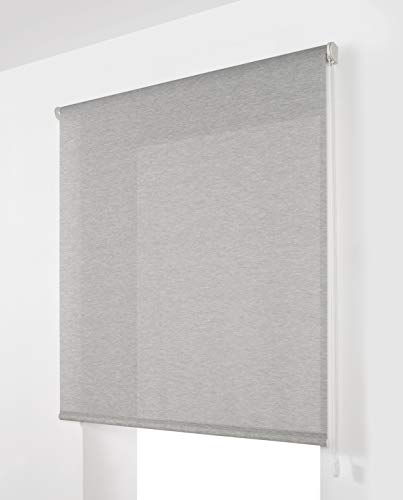 Estoralis BRAN Estor Enrollable Liso Translucido, Poliester, Gris Claro, 130 x 175 cm