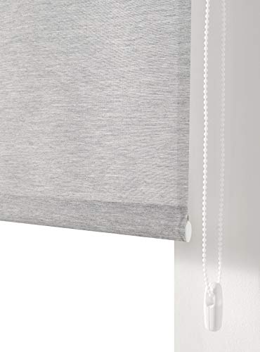 Estoralis BRAN Estor Enrollable Liso Translucido, Poliester, Gris Claro, 130 x 175 cm
