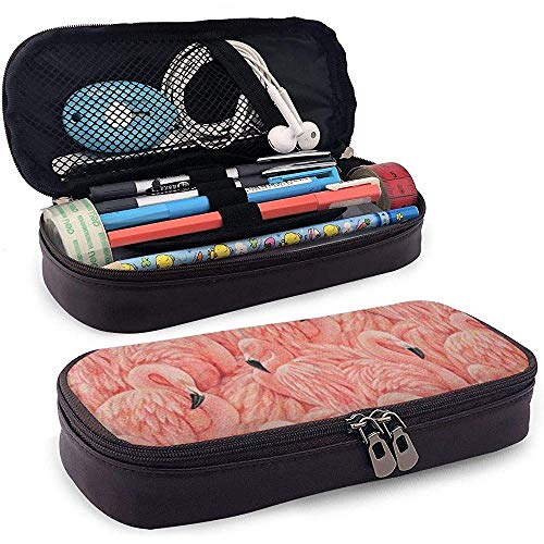 Estuche De Lápices De Flamenco Intensivo Funda De Lápiz De Cuero De Pu Organizador De Papelería Bolsa De Maquillaje Cosmético Multifunción, Soporte