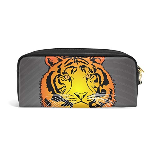 Estuche para lápices Estuche para maquillaje Tiger Vector Cuero Pluma Estuche para lápices Estuche para estudiantes Papelería Estuche con cremallera Útiles escolares Viaje Maquillaje Estuche para cos