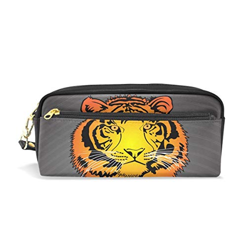 Estuche para lápices Estuche para maquillaje Tiger Vector Cuero Pluma Estuche para lápices Estuche para estudiantes Papelería Estuche con cremallera Útiles escolares Viaje Maquillaje Estuche para cos