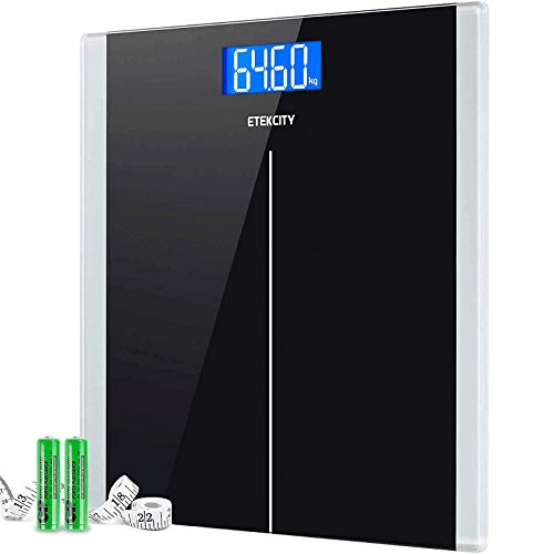 Etekcity Báscula de Baño Digital de Alta Precisión (0,05kg / 0,1lb) con Tecnología Step-on y Auto Apagado, 5-180kg con Pantalla LCD Retroiluminada, Baterías y Cinta Métrica Incluidas, 9380 Etekcity Báscula de Baño Digital de Alta Precisión (0,05kg / 0,1lb) con Tecnología Step-on y Auto Apagado, 5-180kg con Pantalla LCD Retroiluminada, Baterías y Cinta Métrica Incluidas, 9380