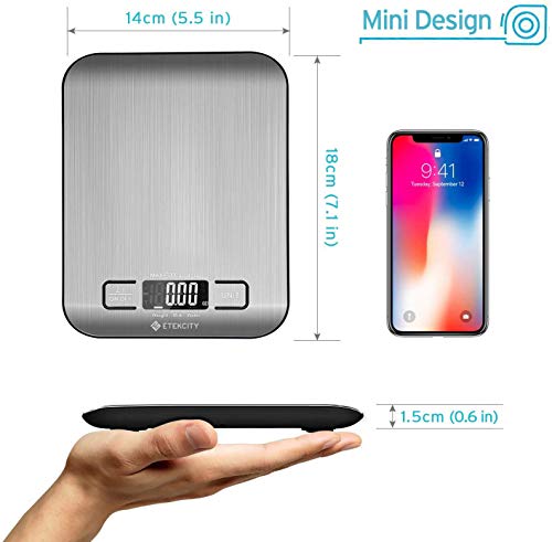 Etekcity Báscula de Cocina Digital de Acero Inoxidable, Balanza Cocina de Alta Precisión 5 kg/ 11 lbs, Peso Cocina con Pantalla LCD, Multifuncional, 2 Baterías Incluidas, EK6020 Etekcity Báscula de Cocina Digital de Acero Inoxidable, Balanza Cocina de Alta Precisión 5 kg/ 11 lbs, Peso Cocina con Pantalla LCD, Multifuncional, 2 Baterías Incluidas, EK6020