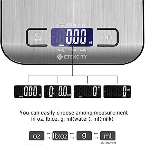 Etekcity Báscula de Cocina Digital de Acero Inoxidable, Balanza Cocina de Alta Precisión 5 kg/ 11 lbs, Peso Cocina con Pantalla LCD, Multifuncional, 2 Baterías Incluidas, EK6020 Etekcity Báscula de Cocina Digital de Acero Inoxidable, Balanza Cocina de Alta Precisión 5 kg/ 11 lbs, Peso Cocina con Pantalla LCD, Multifuncional, 2 Baterías Incluidas, EK6020