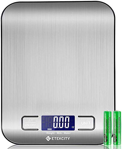 Etekcity Báscula de Cocina Digital de Acero Inoxidable, Balanza Cocina de Alta Precisión 5 kg/ 11 lbs, Peso Cocina con Pantalla LCD, Multifuncional, 2 Baterías Incluidas, EK6020 Etekcity Báscula de Cocina Digital de Acero Inoxidable, Balanza Cocina de Alta Precisión 5 kg/ 11 lbs, Peso Cocina con Pantalla LCD, Multifuncional, 2 Baterías Incluidas, EK6020