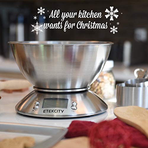 Etekcity Báscula Digital para Cocina con Bol Removible, 5 kg / 11 lbs, Balanza de Cocina de Acero Inoxidable, Temporizador y Sensor de Temperatura, Pantalla LCD, EK4150 Etekcity Báscula Digital para Cocina con Bol Removible, 5 kg / 11 lbs, Balanza de Cocina de Acero Inoxidable, Temporizador y Sensor de Temperatura, Pantalla LCD, EK4150