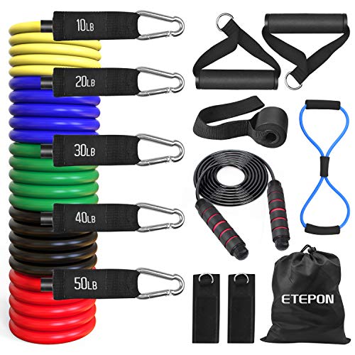 ETEPON Bandas Elásticas 14 piezas, Bandas de Fitness Gomas Elasticas Musculacion Látex Bandas de Resistencia para Entrenamiento de Resistencia ES011