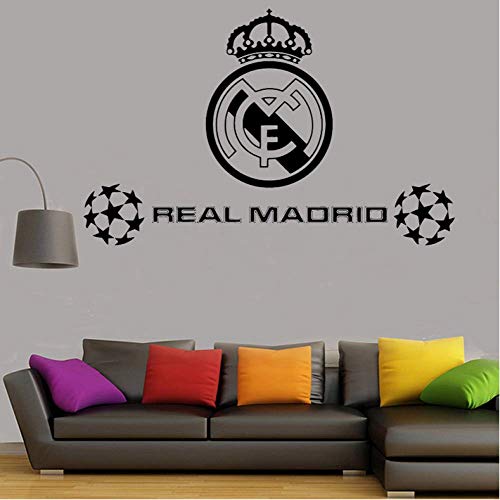 Etiqueta de la Pared 89cm * 57cm Balón de fútbol Club de fútbol Real Madrid Logo Sticker Vinilo Tatuajes de pared para paredes Decoración de la habitación Niños Dormitorio póster mural