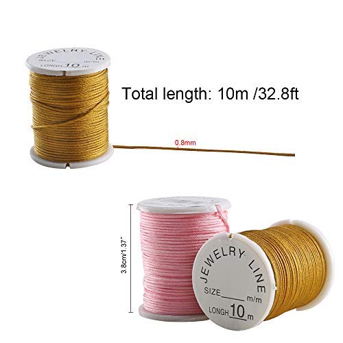 ETSAMOR 10 Rollos Hilo de Nylon de Colores Cuerda Encerado para DIY Joyas Fabricación Collar Pulsera Abalorios Manualidades 0.8mm * 10m