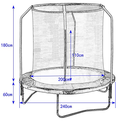 EUGAD Cama Elastica Trampolin Jardín Infantil Hacer Ejercicio Ø240cm Jugar Mejora la Forma Física Color Azul 0003BC