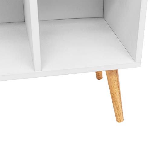 EUGAD Estantería para Libros Estante Separador de Espacios Estantería para Archivos Estantería de Almacenamiento Estantería de Pie con Cajón, 6 Compartimentos, 50x29,5x120cm, Blanco 0010SHG