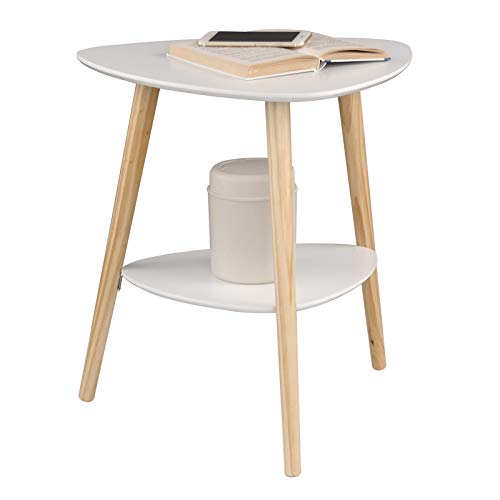 EUGAD Mesita de Noche Mesitas de café Mesa de Centro Mesa Auxilia con 2 estantes MDF 50x40x55cm Blanco 0063ZZ