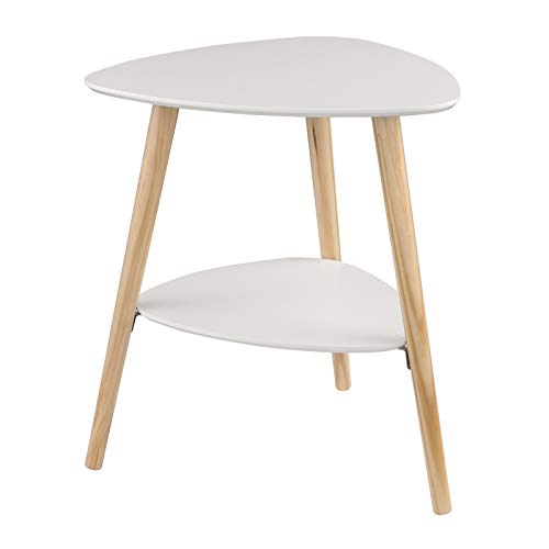 EUGAD Mesita de Noche Mesitas de café Mesa de Centro Mesa Auxilia con 2 estantes MDF 50x40x55cm Blanco 0063ZZ