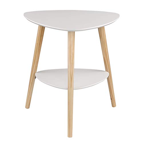 EUGAD Mesita de Noche Mesitas de café Mesa de Centro Mesa Auxilia con 2 estantes MDF 50x40x55cm Blanco 0063ZZ