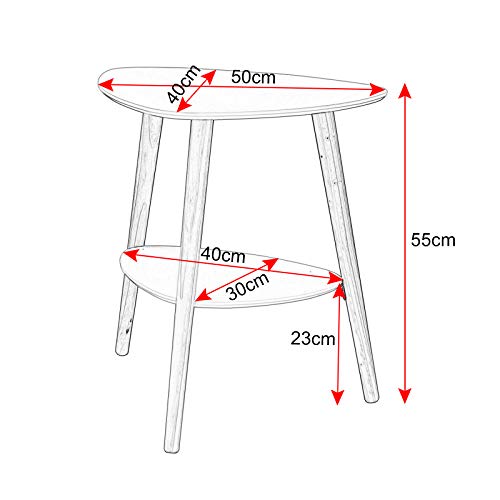 EUGAD Mesita de Noche Mesitas de café Mesa de Centro Mesa Auxilia con 2 estantes MDF 50x40x55cm Blanco 0063ZZ