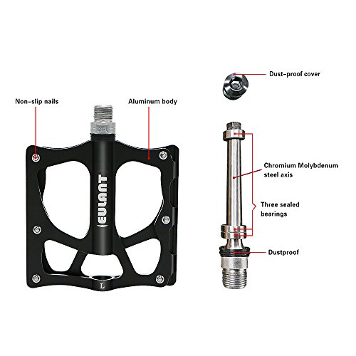 EULANT Amplio Plataforma Pedales MTB, Pedales Bicicleta Montaña Antideslizantes, Rodamientos de Tres Piezas Sellado, Pedal para Cycling Ciclismo MTB BMX Bike Bicycle Bicicleta Montaña, Negro EULANT Amplio Plataforma Pedales MTB, Pedales Bicicleta Montaña Antideslizantes, Rodamientos de Tres Piezas Sellado, Pedal para Cycling Ciclismo MTB BMX Bike Bicycle Bicicleta Montaña, Negro