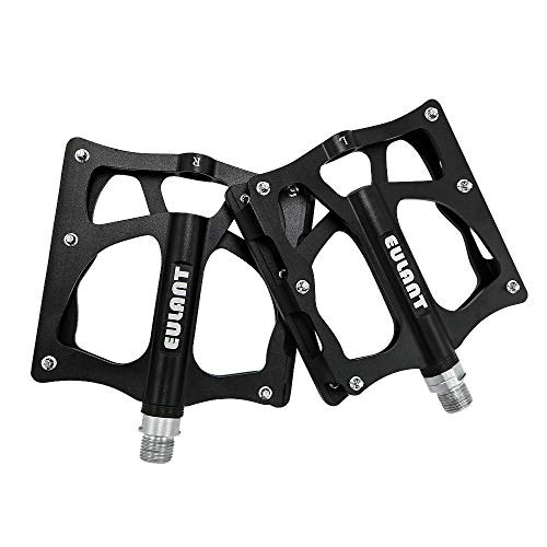 EULANT Amplio Plataforma Pedales MTB, Pedales Bicicleta Montaña Antideslizantes, Rodamientos de Tres Piezas Sellado, Pedal para Cycling Ciclismo MTB BMX Bike Bicycle Bicicleta Montaña, Negro