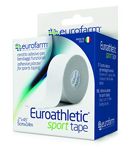 Euroathletic Sport Tape (cm 3,8 x m 10) Cinta para Sujeción Rígida, Vendaje Funcional y Deportivo, 100% Viscosa con Adhesivo Hipoalergénico de Oxido de Zinc