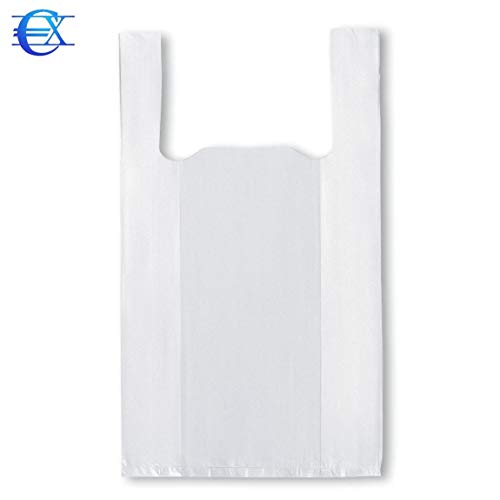 EUROXANTY® Bolsas de Plástico Tipo Camiseta | Alta resistencia | Reutilizables y Reciclables | Material Polietileno de Alta Densidad | Con Asas | Apta para Alimentos (Blanco, 30 x 40-200 uds)