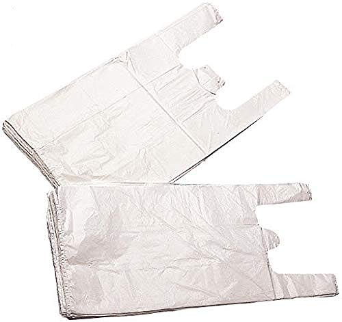 EUROXANTY® Bolsas de Plástico Tipo Camiseta | Alta resistencia | Reutilizables y Reciclables | Material Polietileno de Alta Densidad | Con Asas | Apta para Alimentos (Blanco, 30 x 40-200 uds)