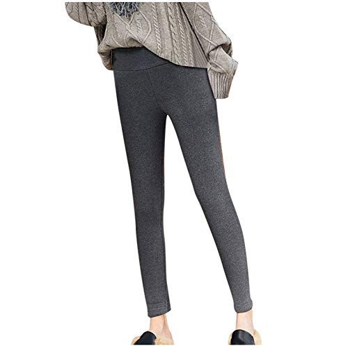 EVANA Leggings para Mujer, Cálido Invierno Terciopelo Elástico Leggings, Térmico Grueso Forro Terciopelo Forrado Pantalones para Niña Mujer, Negro y Gris