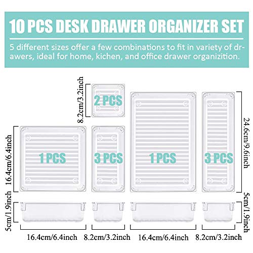 Evance 10 Cajas Organizador de Cajón Plástico, Organizadores Transparentes para Cajones, Bandejas de Maquillaje Papelería Cubiertos para Baño Cocina Oficina Escritorio (Tranparente) Evance 10 Cajas Organizador de Cajón Plástico, Organizadores Transparentes para Cajones, Bandejas de Maquillaje Papelería Cubiertos para Baño Cocina Oficina Escritorio (Tranparente)