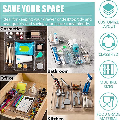 Evance 10 Cajas Organizador de Cajón Plástico, Organizadores Transparentes para Cajones, Bandejas de Maquillaje Papelería Cubiertos para Baño Cocina Oficina Escritorio (Tranparente) Evance 10 Cajas Organizador de Cajón Plástico, Organizadores Transparentes para Cajones, Bandejas de Maquillaje Papelería Cubiertos para Baño Cocina Oficina Escritorio (Tranparente)