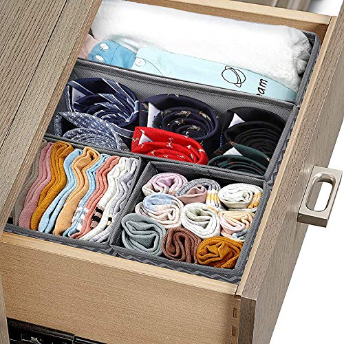 Evance 10 Cajas Organizador de cajones Tela organizadores Almacenamiento Plegable para Sujetadores Bragas Calcetines Gris (10 PCS)