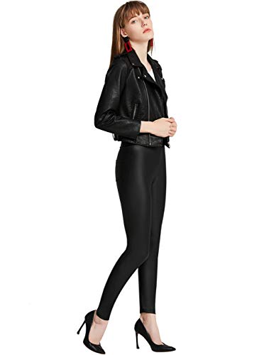 Everbellus Mujer Sexy Negro Leggins Cuero con Bolsillo Skinny Elástico Pantalón Medio Everbellus Mujer Sexy Negro Leggins Cuero con Bolsillo Skinny Elástico Pantalón Medio